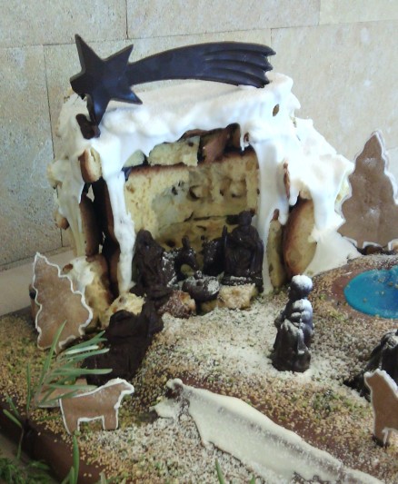 SicilianHousewife - nativity scene of panettone and chocolate